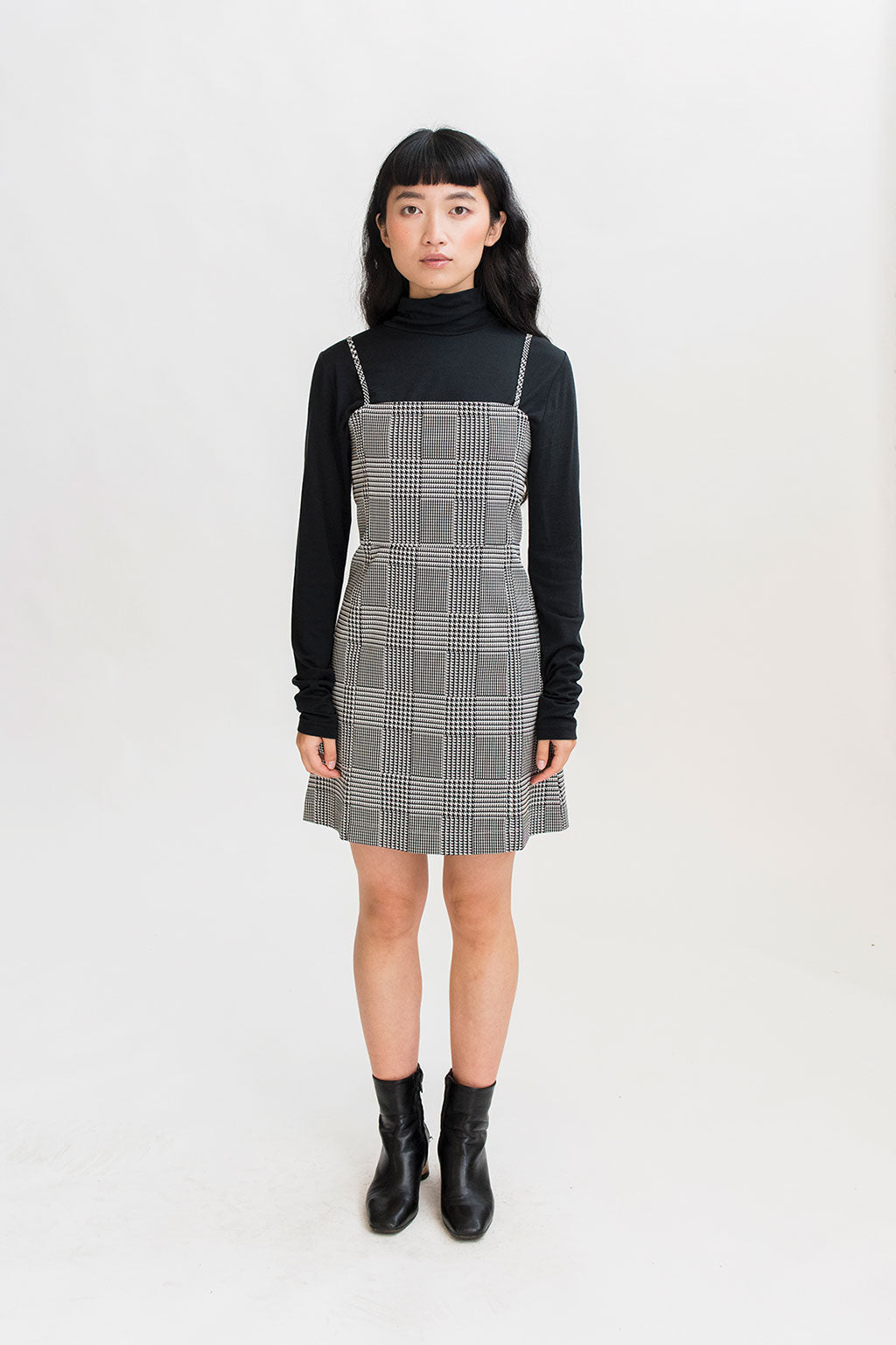 90s Mini Dress in Houndstooth Check Print 90s Mini Dress in Houndstooth Check Print