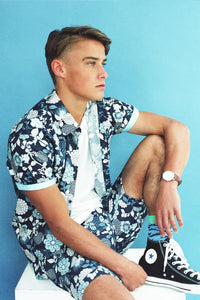 HEW X ELIZA Mens Chino Shorts in Floral Print