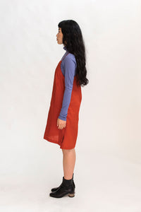 HEW Clothing Pinafore Dress in Paprika Linen