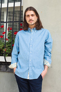 HEW X MARIA RELAXED OXFORD SHIRT IN CHAMBRAY DOT PRINT