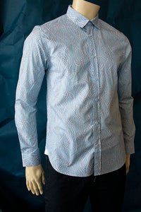 HEW Clothing Classic Slim Cut Shirt in Rope Blue Print