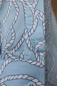 HEW Clothing Classic Slim Cut Shirt in Rope Blue Print sleeve cuff