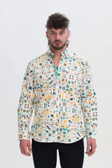 HEW X MARIA Relaxed Oxford Shirt in White Bird Print