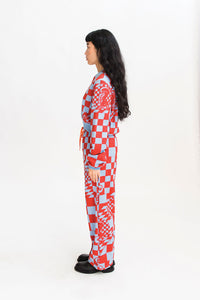 HEW Wide Lounge Track Pants in Jaque Mate Print