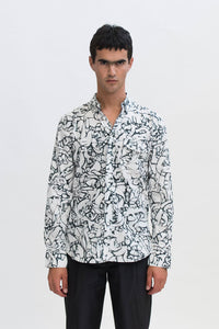 Relaxed Shirt in Black & White Print (canvas)