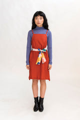 HEW Clothing Pinafore Dress in Paprika Linen