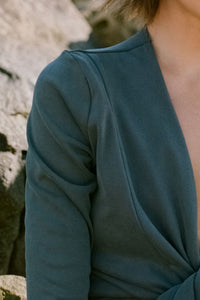 HEW Clothing Wrap Top in Charcoal