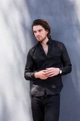 HEW LONG SLEEVE OXFORD SHIRT IN ORGANIC BLACK HEMP
