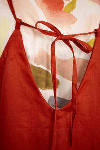 HEW Clothing Pinafore Dress in Paprika Linen