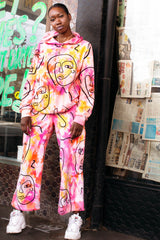 HEW Clothing Repurposed Tie Dye Track Pants in Tequila Sunrise 