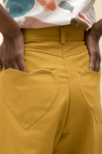 HEW Clothing Wide Leg Crop Pants in Mustard