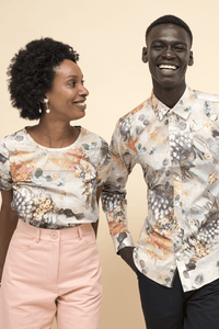 HEW Clothing Woven Tee in Fragile Print